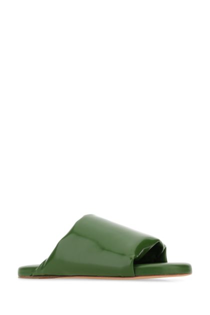Green leather slippers