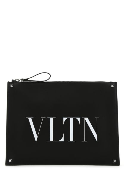 Black leather VLTN clutch 