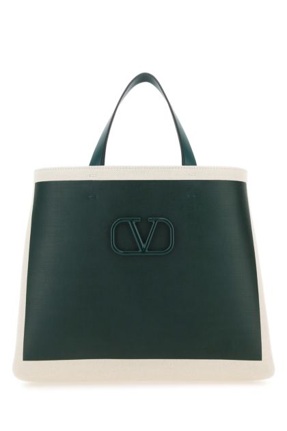 Two-tone canvas VLogo shopping bag