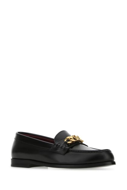 Black leather VLogo Chain loafers