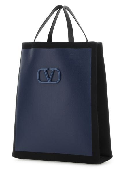 Two-tone canvas VLogo Signature shopping bag