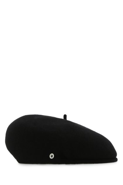 Black wool flat cap 