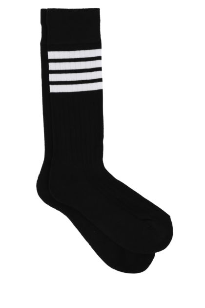 Black stretch cotton blend socks