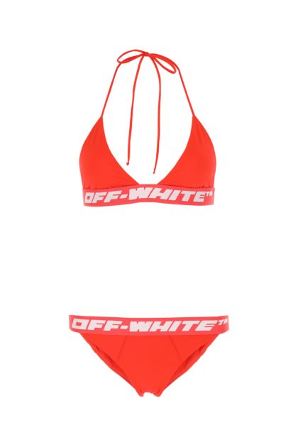 Red stretch polyester bikini