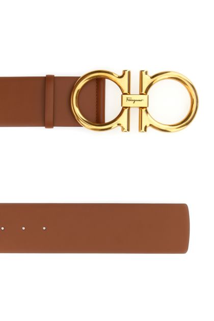 Brown leather Gancini belt