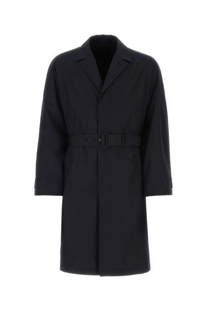 Navy blue cotton blend overcoat