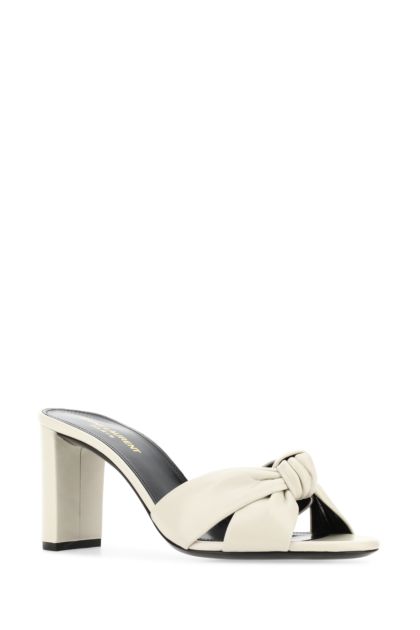 White leather Bianca 75 mules