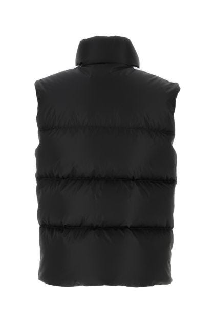 Black nylon sleeveless down jacket