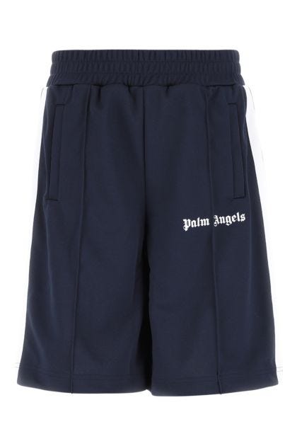 Navy blue polyester bermuda shorts 