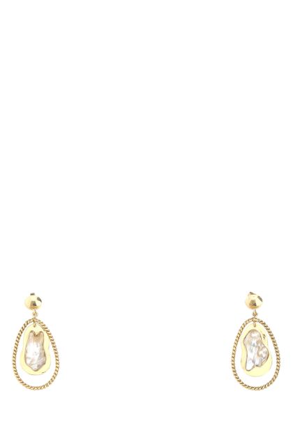 Gold metal Braided Pearl earrings 