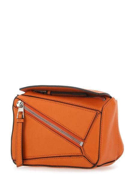 Orange leather mini Puzzle belt bag