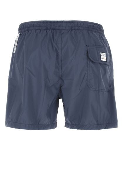 Navy blue polyester swimming shorts
