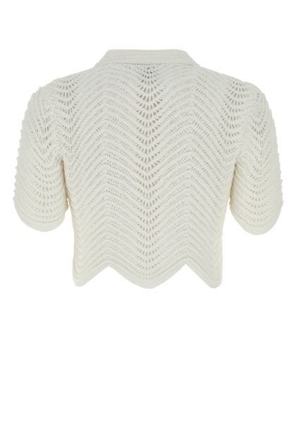 Ivory crochet polo shirt