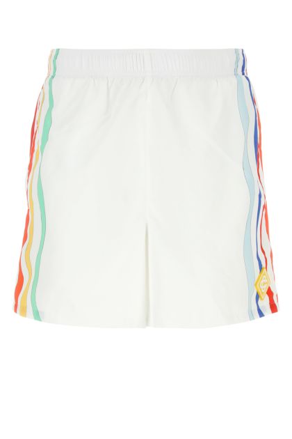 White polyester Mind Vibrations bermuda shorts