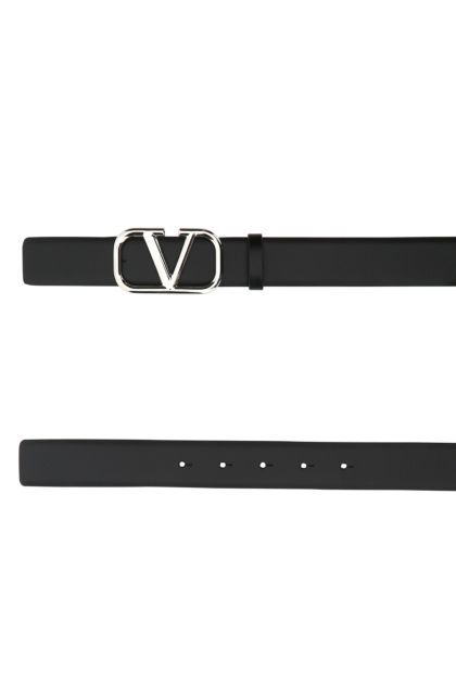 Black leather Vlogo Signature belt 