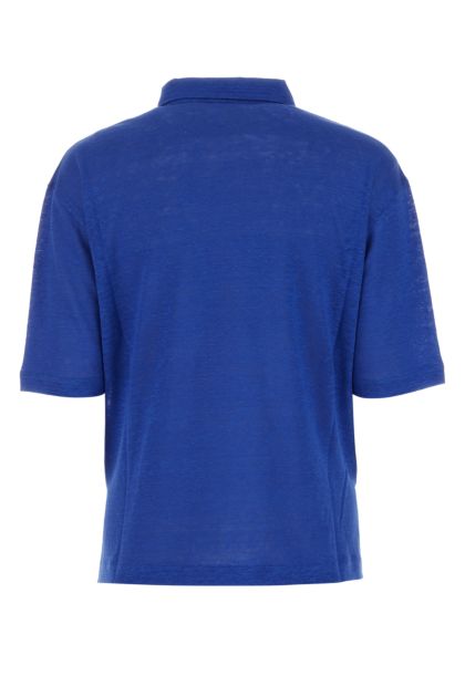 Electric blue linen Gargano polo shirt