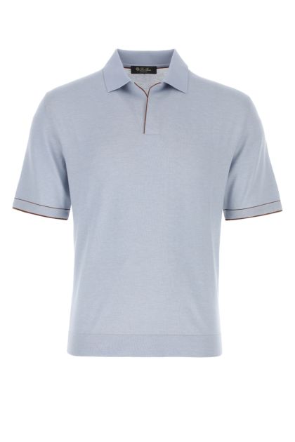 Pastel light-blue silk blend polo shirt 