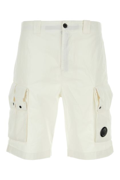 White stretch cotton bermuda shorts