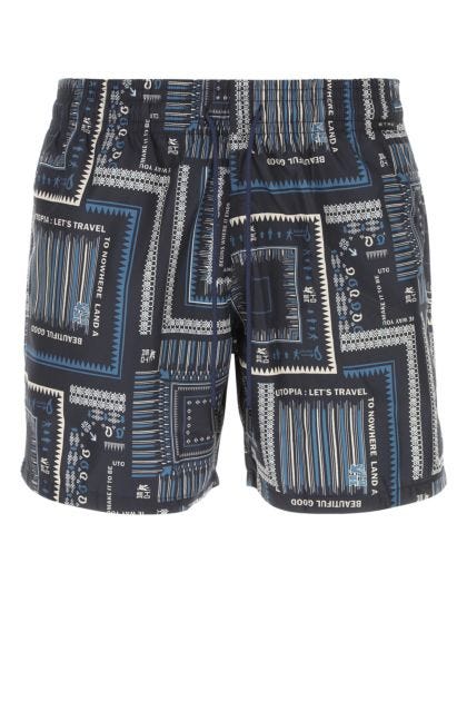 Printed polyester bermuda shorts