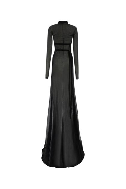 Black cotton blend long dress