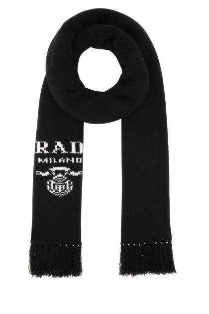 Black wool blend scarf 