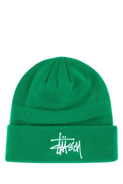 Grass green acrylic beanie hat 