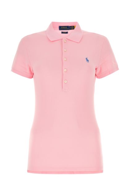 Pink stretch piquet polo shirt