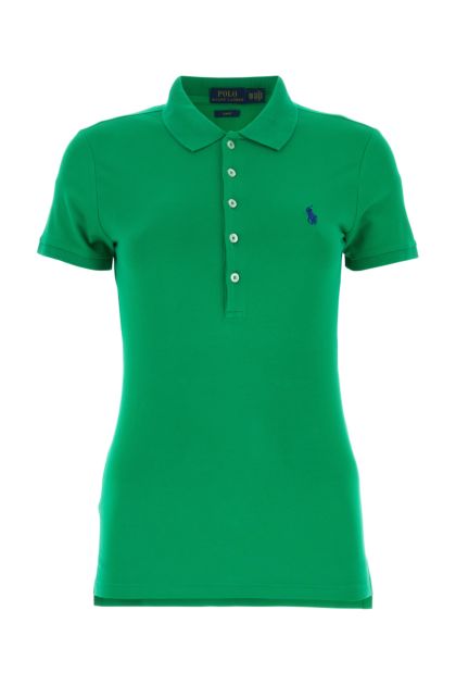 Grass green stretch piquet polo shirt