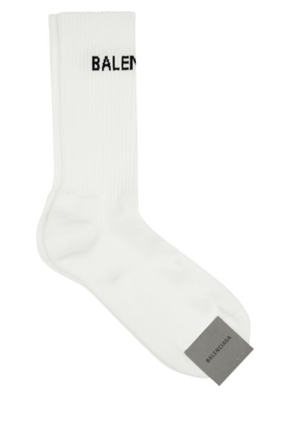 White stretch cotton blend socks 