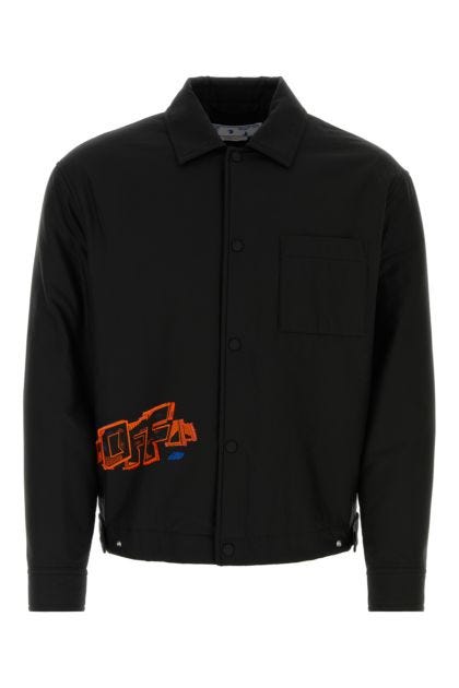 Black cotton blend padded jacket
