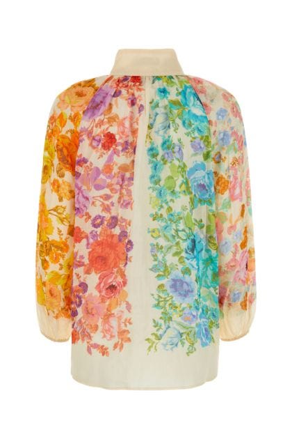 Printed ramie blouse