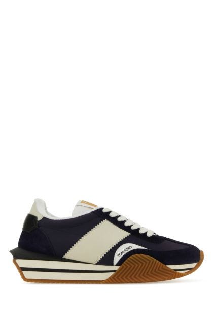 Two-tone fabric and leather James sneakers