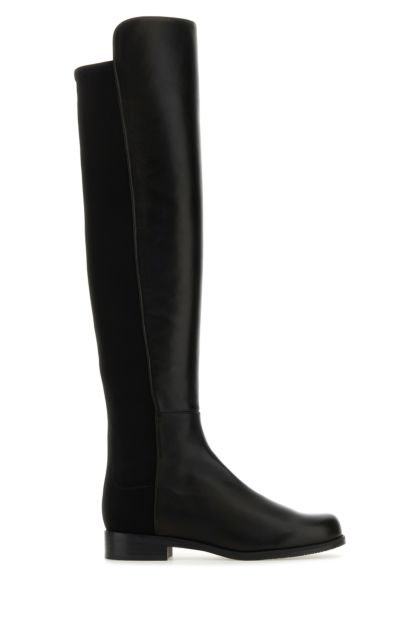 Black fabric and nappa leather 5050 boots