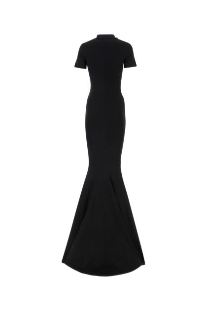Black stretch cotton long dress