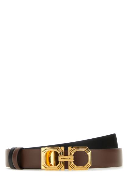 Chocolate leather reversible belt