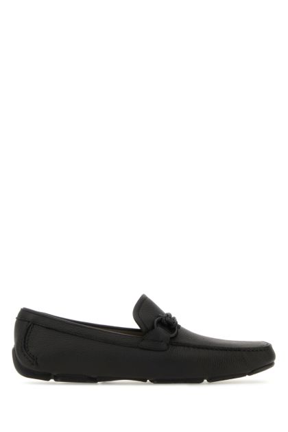 Black leather Front loafers 