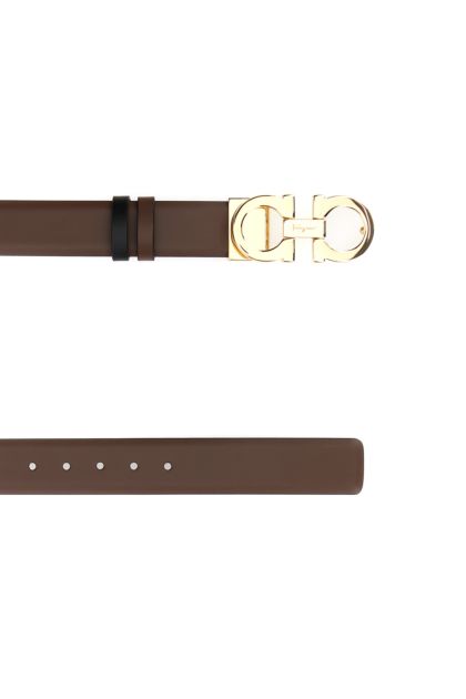 Chocolate leather reversible belt