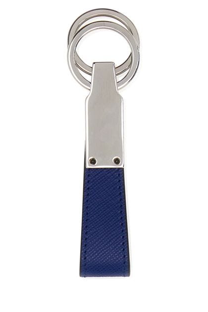 Blue leather Sartorial key ring 