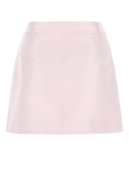Light pink synthetic leather mini skirt