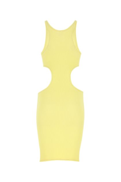 Pastel yellow stretch nylon Ele mini dress