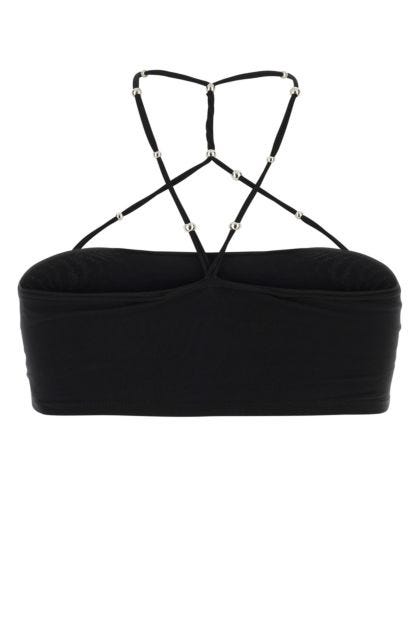 Black stretch cotton and modal blend crop-top