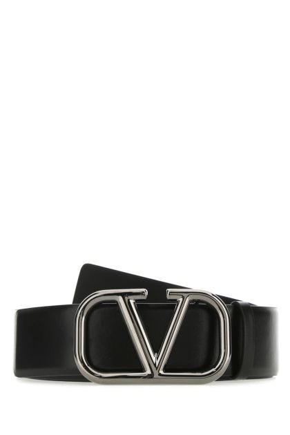 Black leather VLogo belt 