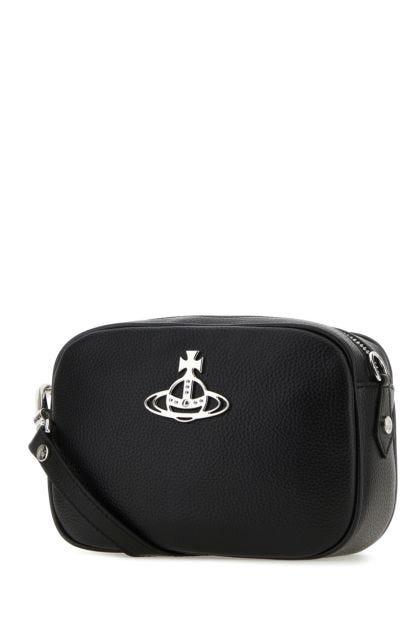 Black vegan leather crossbody bag