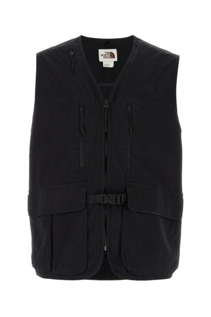 Black stretch cotton vest