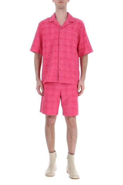 Fuchsia Terry fabric bermuda shorts