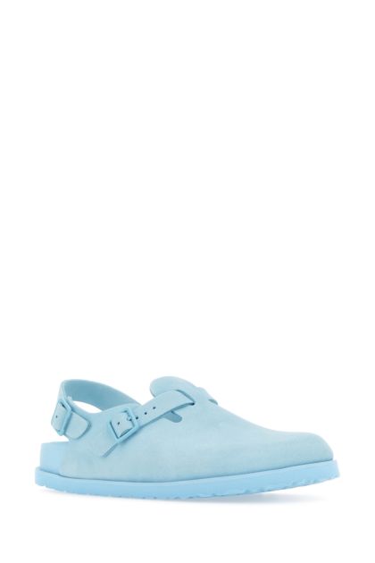 Pastel light-blue suede Tokyo slippers
