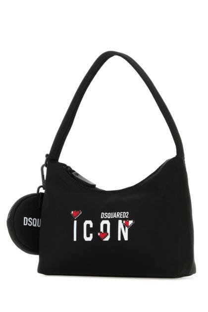 Black fabric Icon Mini Hearts handbag
