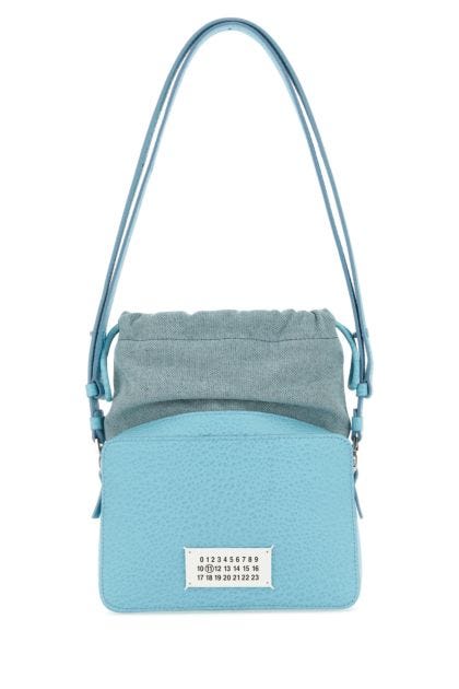 Light blue leather and fabric 5AC bucket bag