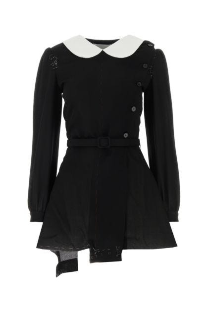 Black wool mini shirt dress