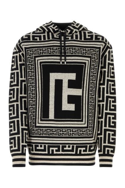 Embroidered wool blend oversize sweatshirt